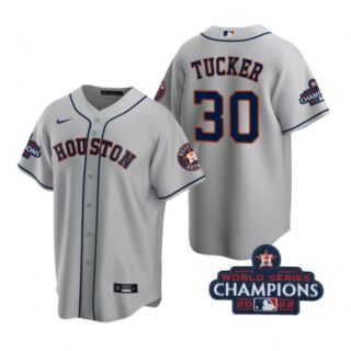 Men's Kyle Tucker Houston Astros 2022 World Series Champions Gray Stitched Jersey