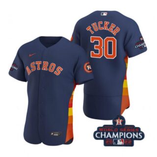 Men's Kyle Tucker Houston Astros 2022 World Series Champions Stitched Navy Jersey