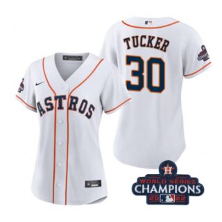 Women's Kyle Tucker Houston Astros 2022 World Series Champions White Stitched Jersey