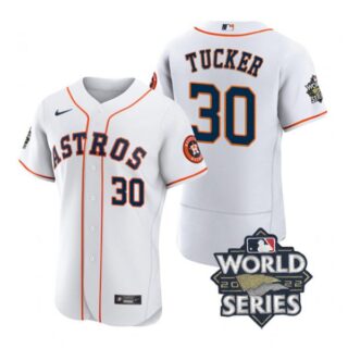 Men's Kyle Tucker Houston Astros 2022 World Series Stitched Jersey White