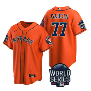 Men's Houston Astros Luis Garcia 2021 World Series Stitched Jersey Cool Base Orange