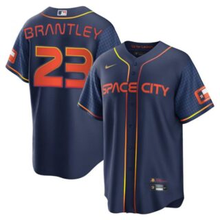 Men's Cool Base Michael Brantley Houston Astros 2022 Space City Connect Navy Stitched Jersey