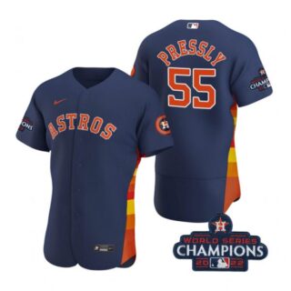 Men's Ryan Pressly Houston Astros 2022 World Series Champions Stitched Navy Jersey