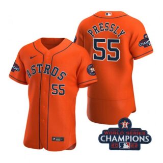 Men's Ryan Pressly Houston Astros 2022 World Series Champions Stitched Orange Jersey