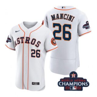 Men's Trey Mancini Houston Astros 2022 World Series Champions Stitched White Jersey