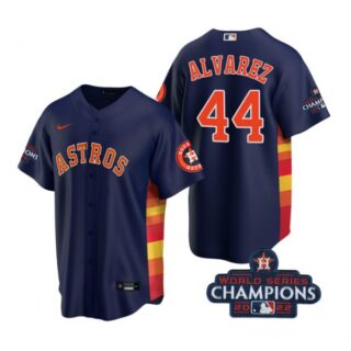 Men's Yordan Alvarez Houston Astros 2022 World Series Champions Navy Stitched Jersey