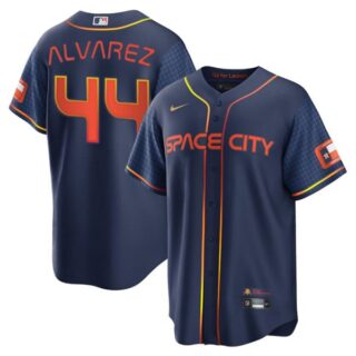 Men's Cool Base Yordan Alvarez Houston Astros 2022 Space City Connect Navy Stitched Jersey