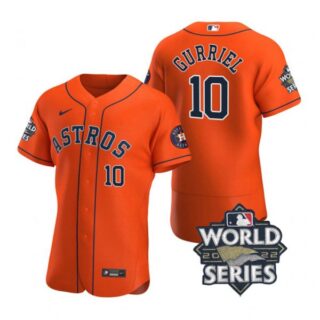Men's Yuli Gurriel Houston Astros 2022 World Series Stitched Jersey Orange