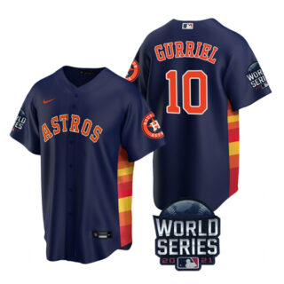 Youth Houston Astros Yuli Gurriel 2021 World Series Stitched Jersey Cool Base Navy