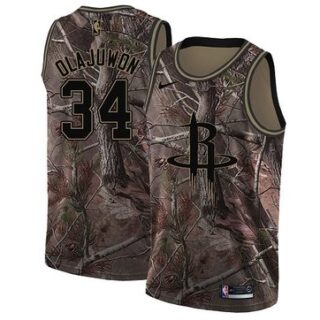 ike Rockets #34 Hakeem Olajuwon Camo Women's NBA Swingman Realtree Collection Jersey