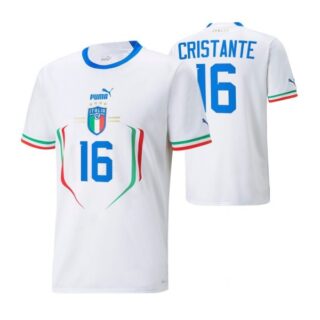Men's Bryan Cristante Italy National Team White Away Soccer Jersey 2022-23