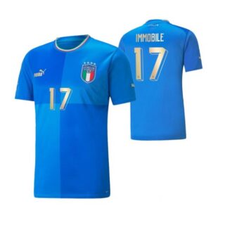 Men's Ciro Immobile Italy National Team Blue Home Soccer Jersey 2022-23