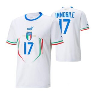 Men's Ciro Immobile Italy National Team White Away Soccer Jersey 2022-23
