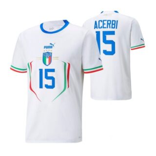 Men's Francesco Acerbi Italy National Team White Away Soccer Jersey 2022-23
