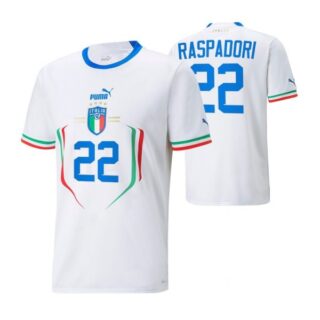 Men's Giacomo Raspadori Italy National Team White Away Soccer Jersey 2022-23