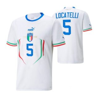 Men's Manuel Locatelli Italy National Team White Away Soccer Jersey 2022-23