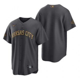 Men's Cool Base Kansas City Royals 2022 MLB All-Star Game Charcoal Black Stitched Jersey