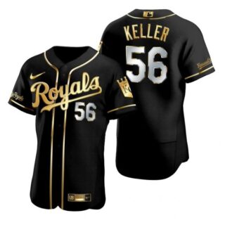 Men's Brad Keller Kansas City Royals Flex Base Jersey Black Golden