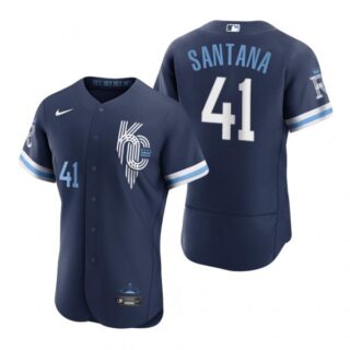 Men's - Flex Base Kansas City Royals Carlos Santana Navy 2022 City Connect Stitched Jersey