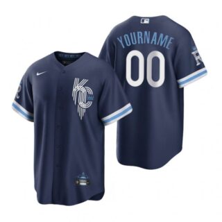 Men's - Cool Base Kansas City Royals Custom Navy 2022 City Connect Stitched Jersey