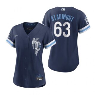 Women Kansas City Royals Josh Staumont Navy 2022 City Connect Stitched Jersey