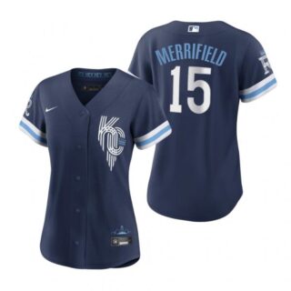 Women Kansas City Royals Whit Merrifield Navy 2022 City Connect Stitched Jersey
