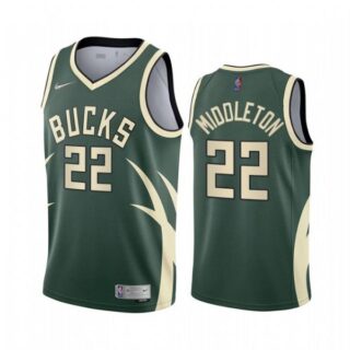 Men's Khris Middleton Milwaukee Bucks Basketball Jersey Green Earned