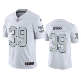Men's #39 Nate Hobbs Las Vegas Raiders White Color Rush Limited Jersey Stitched