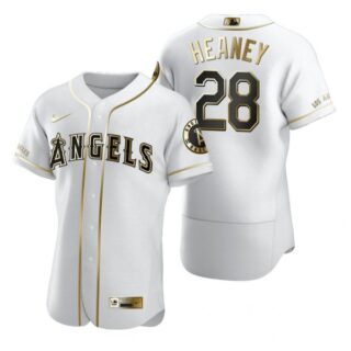 Men's Andrew Heaney Los Angeles Angels Flex Base Jersey White Golden