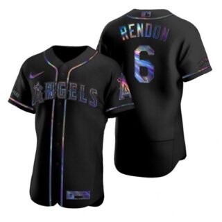 Men's Anthony Rendon Los Angeles Angels Flex Base Jersey Black Holographic