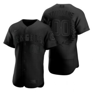 Men's Custom Los Angeles Angels Flex Base Jersey Black Award