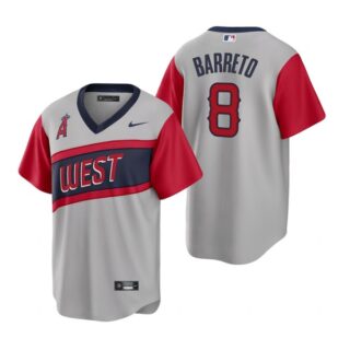 Men's #8 Franklin Barreto Los Angeles Angels Gray Road 2021 Little League Classic Jersey