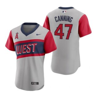 Men's #47 Griffin Canning Los Angeles Angels Gray Road 2021 Little League Classic Jersey