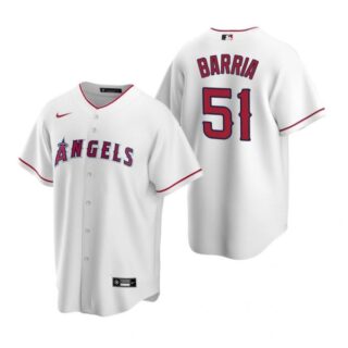 Men's Jaime Barria Los Angeles Angels Cool Base Jersey White
