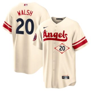 Men's Los Angeles Angels Jared Walsh City Connect Special Edition Cream Stitched Jersey