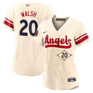Women's Los Angeles Angels Jared Walsh City Connect Special Edition Cream Stitched Jersey