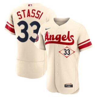 Men's Flex Base Los Angeles Angels Max Stassi 2022 City Connect Cream Stitched Jersey
