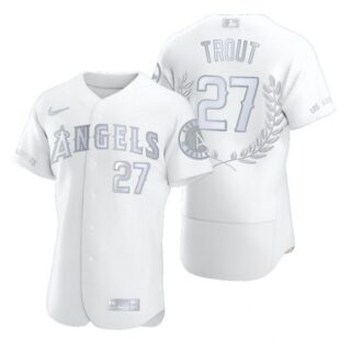 Men's Mike Trout Los Angeles Angels Flex Base Jersey White Award