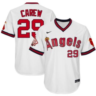 Men's Rod Carew Los Angeles Angels 1970 Throwback Jersey - Stitched White