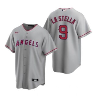 Men's Tommy La Stella Los Angeles Angels Cool Base Jersey Gray