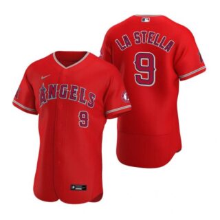 Men's Tommy La Stella Los Angeles Angels Flex Base Jersey Red