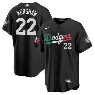 Youth Clayton Kershaw Los Angeles Dodgers Black Mexico Flag Jersey Stitched
