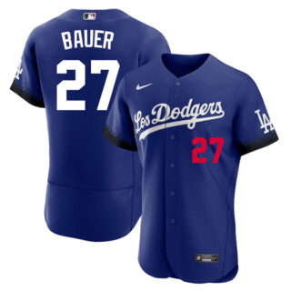 Men's - Flex Base Trevor Bauer Los Angeles Dodgers 2021 City Connect Stitched Jersey