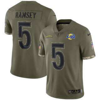 Youth Jalen Ramsey Los Angeles Rams Olive 2022 Salute To Service Jersey Stitched