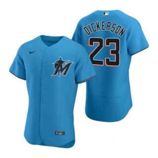 Men's Corey Dickerson Miami Marlins Flex Base Jersey Blue