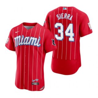 Men's Magneuris Sierra Miami Marlins Flex Base Jersey Red City Connect