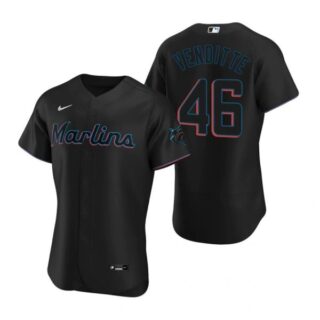Men's Pat Venditte Miami Marlins Flex Base Jersey Black