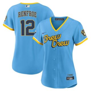 Women's Milwaukee Brewers Hunter Renfroe Brew Crew City Connect Powder Blue Stitched Jersey
