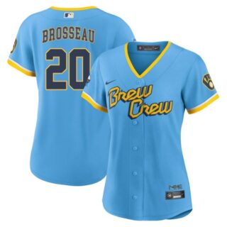 Women's Milwaukee Brewers Mike Brosseau Brew Crew City Connect Powder Blue Stitched Jersey