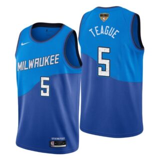 Men's #5 Jeff Teague Milwaukee Bucks 2021 NBA Finals Jersey Blue